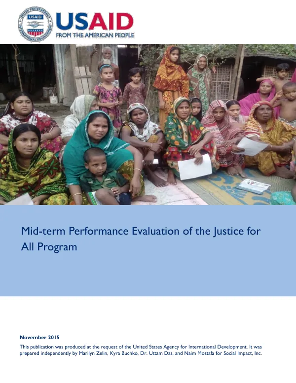 Mid-term performance evaluation of the justice for all program