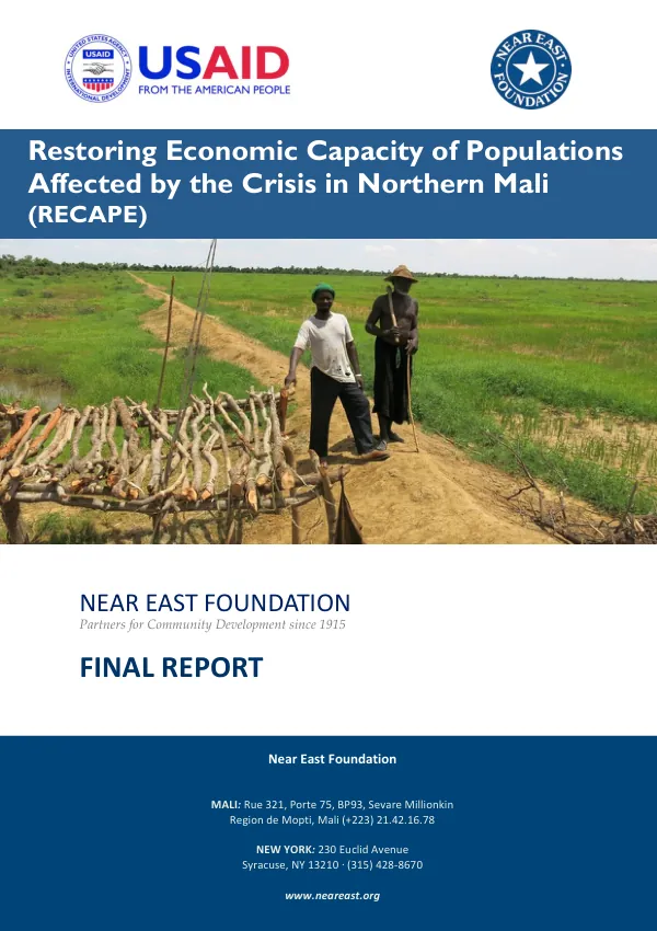 Restoring economic capacity of populations affected by the crisis in northern Mali (RECAPE) : final report