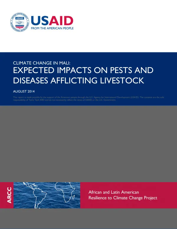 Climate change in Mali : expected impacts on pests and diseases afflicting livestock