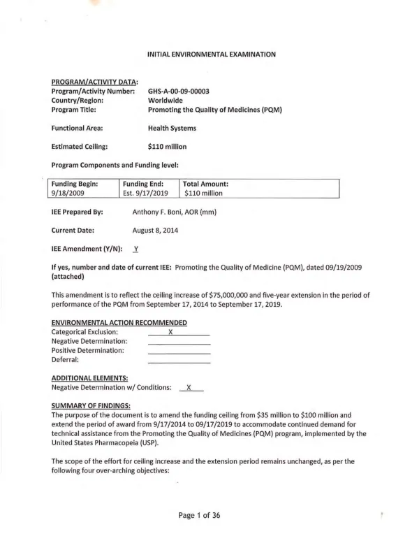 Initial environmental examination