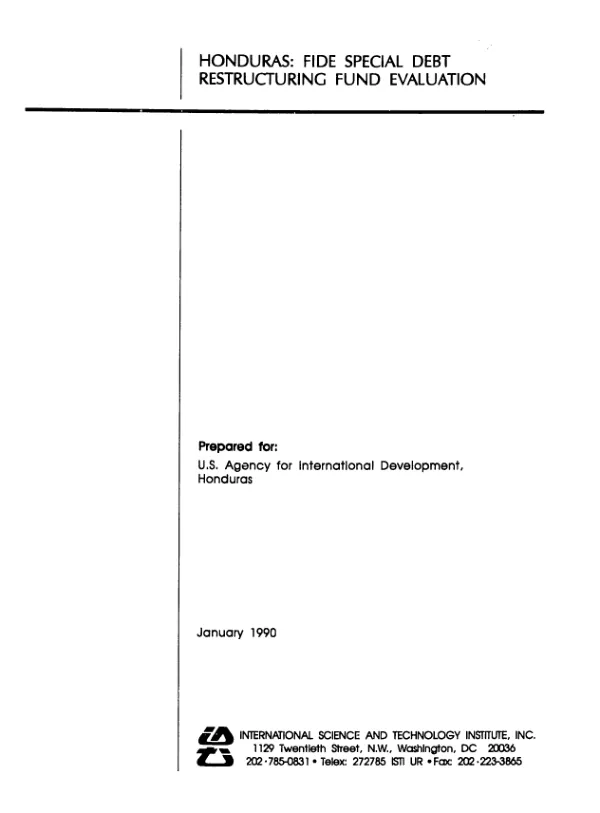 Honduras : FIDE special debt restructuring fund evaluation
