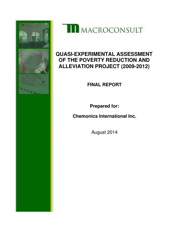 Quasi-experimental assessment of the poverty reduction and alleviation project (2009-2012) : final report