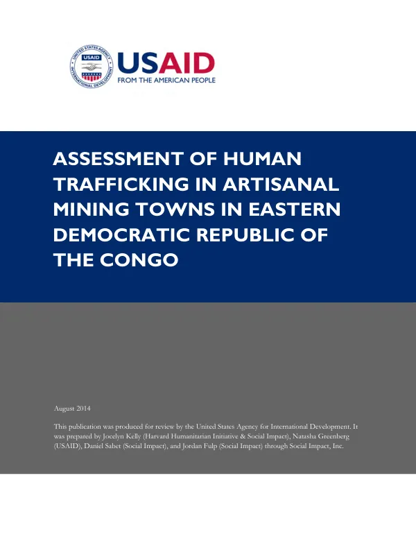 Assessment of human trafficking in artisanal mining towns in eastern Democratic Republic of Congo