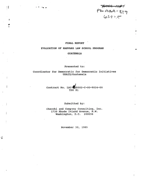 Final report : evaluation of Harvard Law School program Guatemala