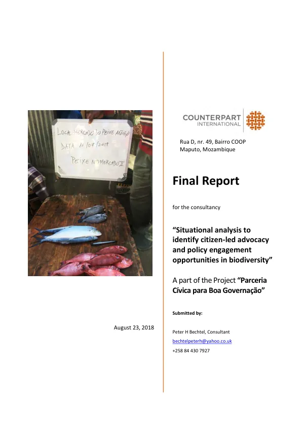 Final report : situational analysis to identify citizen-led advocacy and policy engagement opportunities in biodiversity