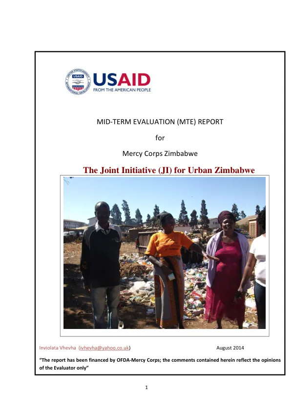 Evaluation : mid-term performance evaluation of the Colombia human rights activity