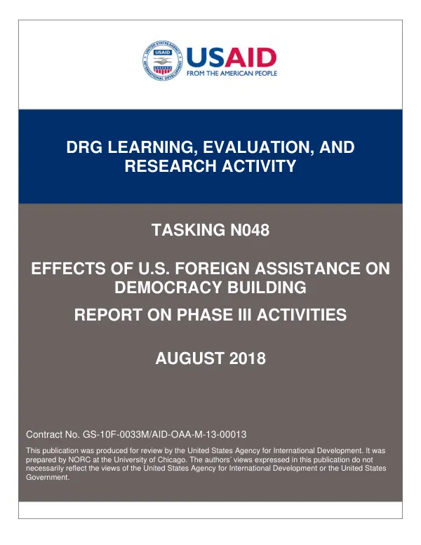 DRG learning, evaluation, and research activity : effects of U.S. foreign assistance on democracy building : report on phase II activities