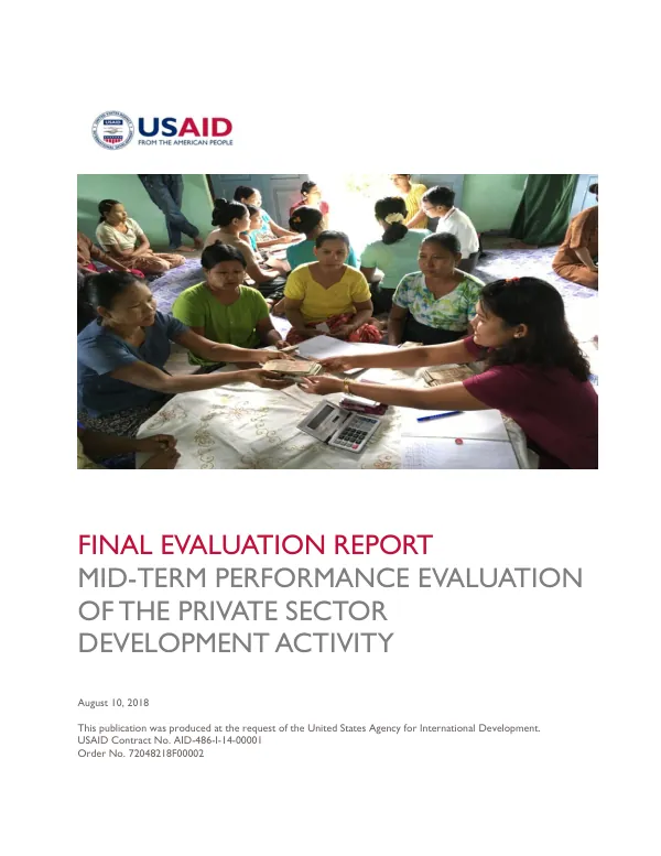 Final evaluation report mid-term performance evaluation of the private sector development activity