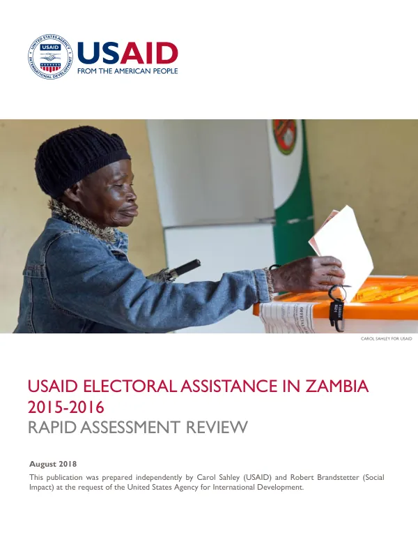 USAID electoral assistance in Zambia 2015-2016 : rapid assessment review
