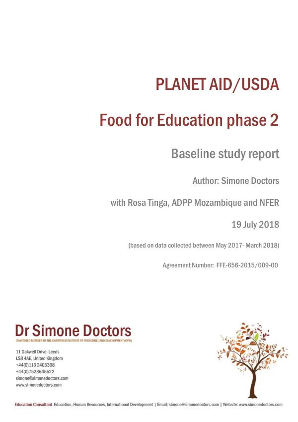 [FY 2015 McGovern-Dole project] Food for education phase 2 : baseline report [Mozambique]