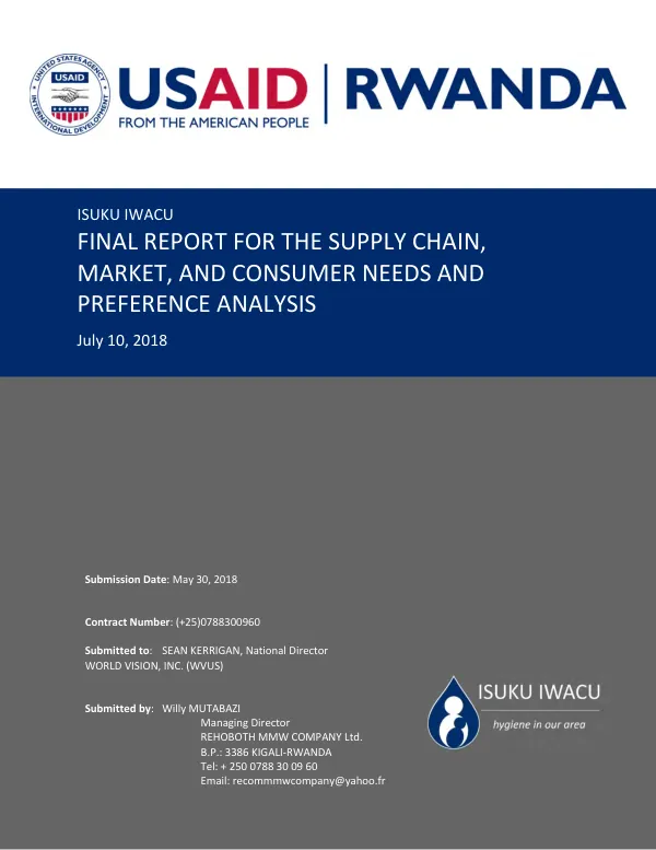 Isuku iwacu final report for the supply chain, market, and consumer needs and preference analysis