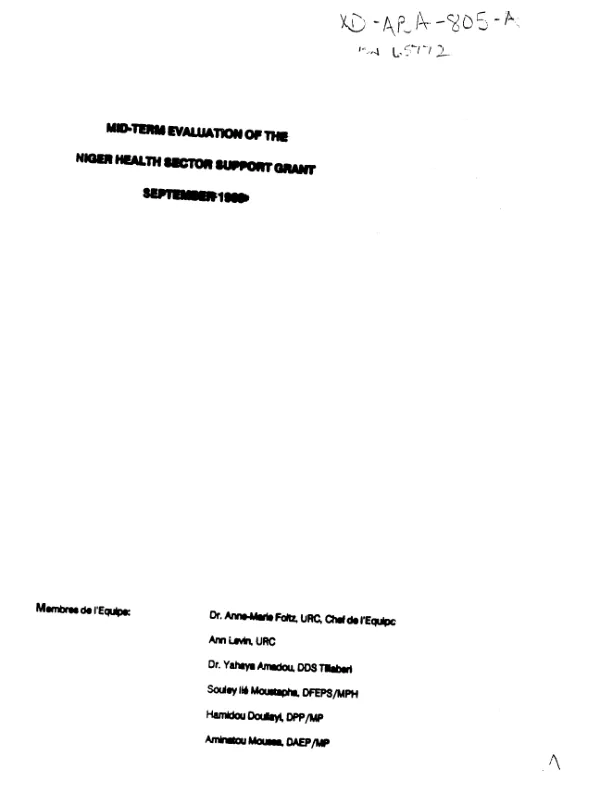 Mid-term evaluation of the Niger health sector support grant
