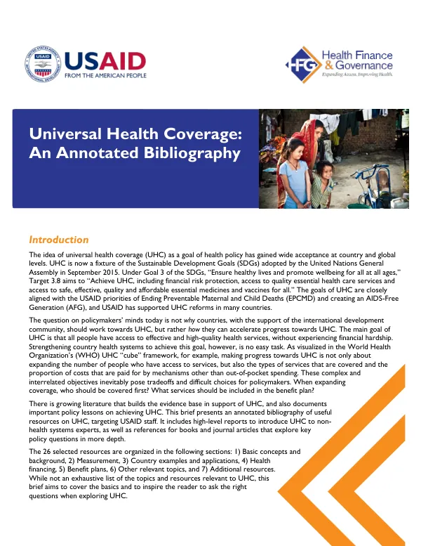 Universal health coverage : an annotated bibliography