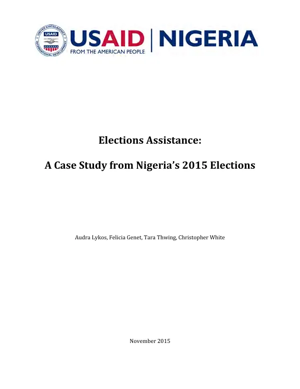 Elections assistance : a case study from Nigeria"s 2015 elections
