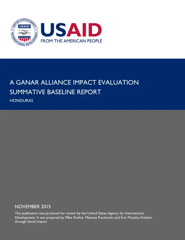 A Ganar alliance impact evaluation : summative baseline report : Honduras