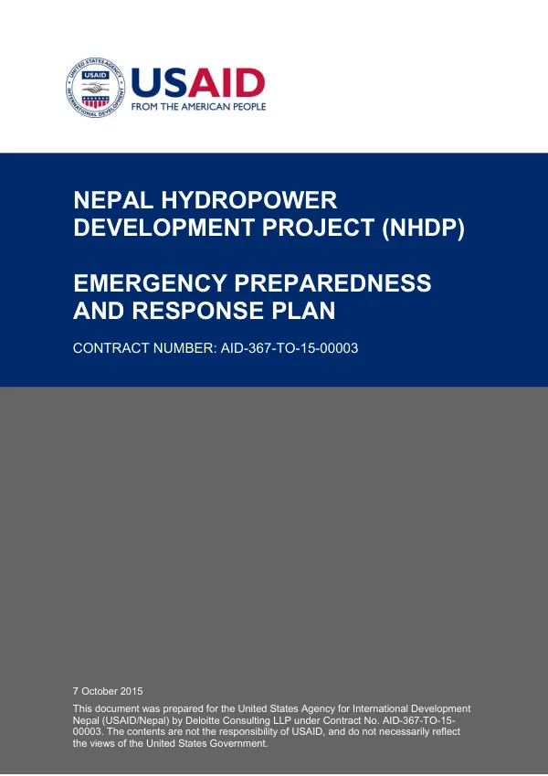 Nepal hydropower development project (NHDP) : emergency preparedness and response plan