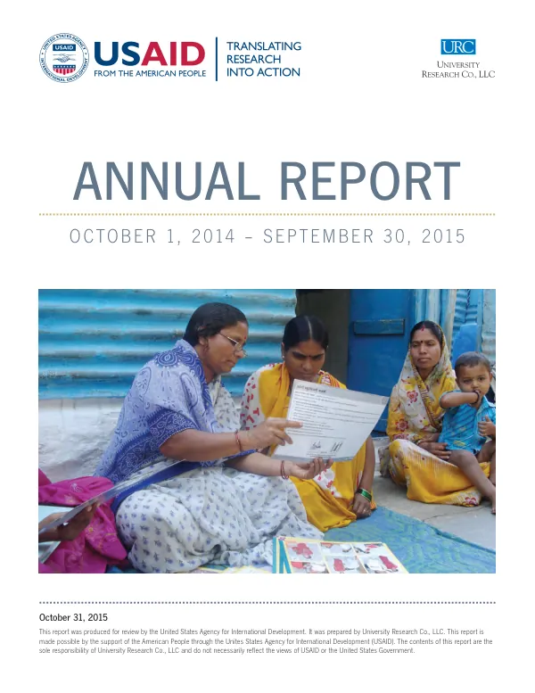 Translating research into action : annual report, October 1, 2014-September 30, 2015