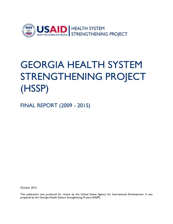 Georgia health system strengthening project (HSSP) : final report (2009-2015)