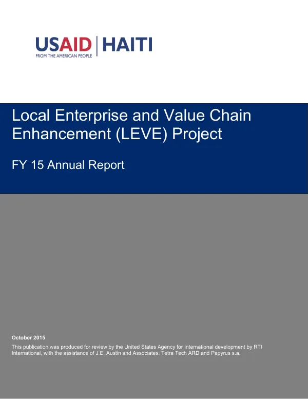 Local enterprise and value chain enhancement (LEVE) project : FY15 annual report, October 1, 2014 to September 30, 2015