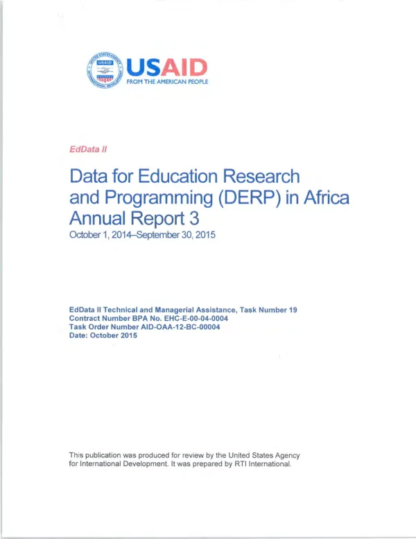 Evaluation report : impact of the leadership and teacher development program on improving the quality of education in West Bank and Gaza