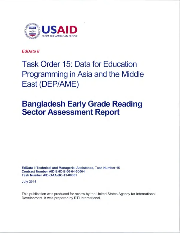 Bangladesh early grade reading sector assessment report