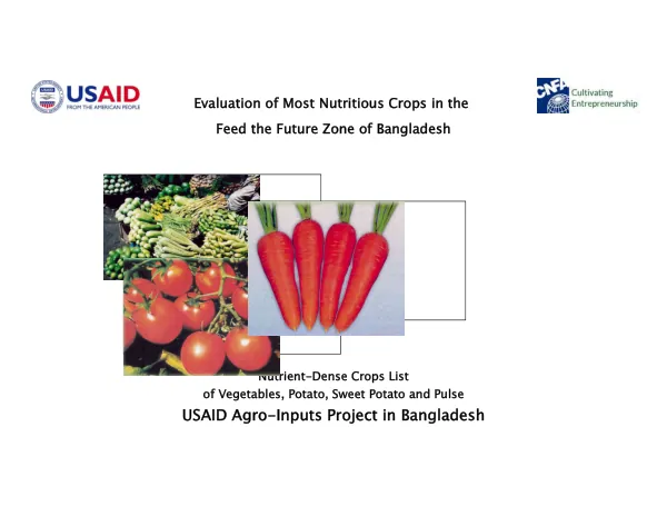 Evaluation of most nutritious crops in the Feed the Future zone of Bangladesh