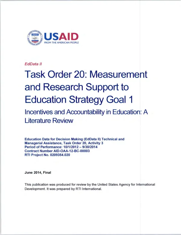Incentives and accountability in education : a literature review