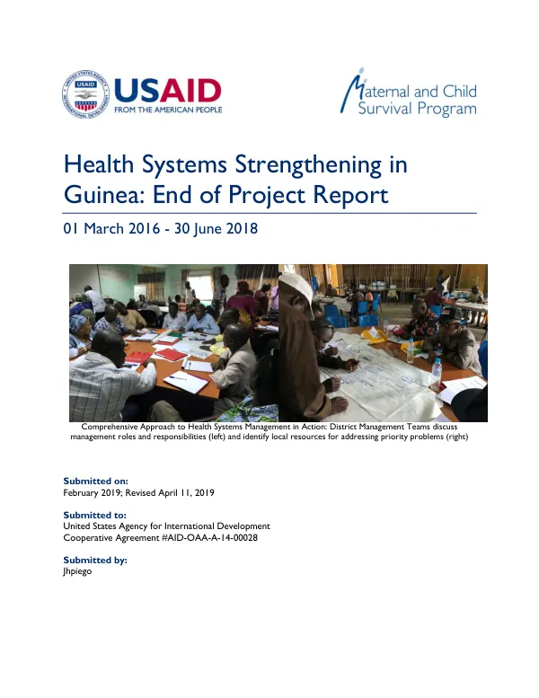 Health systems strengthening in Guinea : end of project report, 01 March 2016 - 30 June 2018