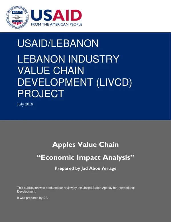 USAID/Lebanon industry value chain development (LIVCD) project : apples value chain economic impact analysis