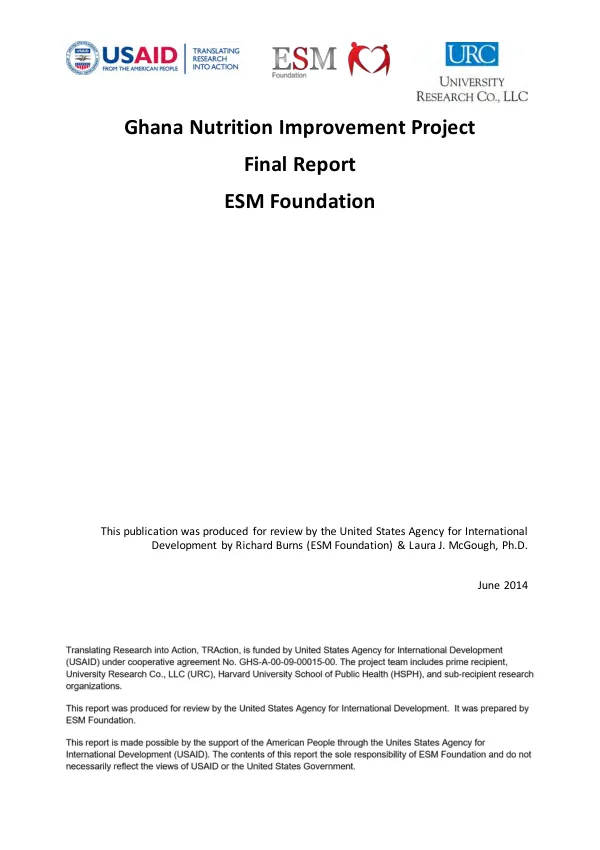 Final report annexes : final evaluation of victory against malnutrition (ViM) project, Burkina Faso