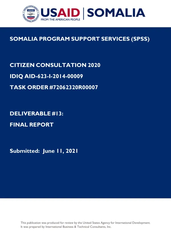 Somalia Program Support Services (SPSS) Citizen Consultation 2020 Final Report