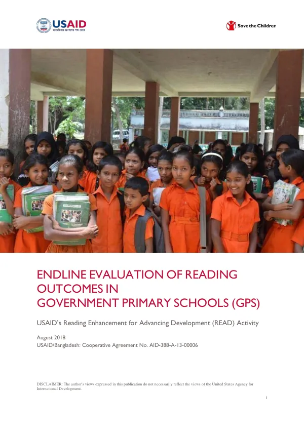 Endline evaluation of reading outcomes in government primary schools (GPS)