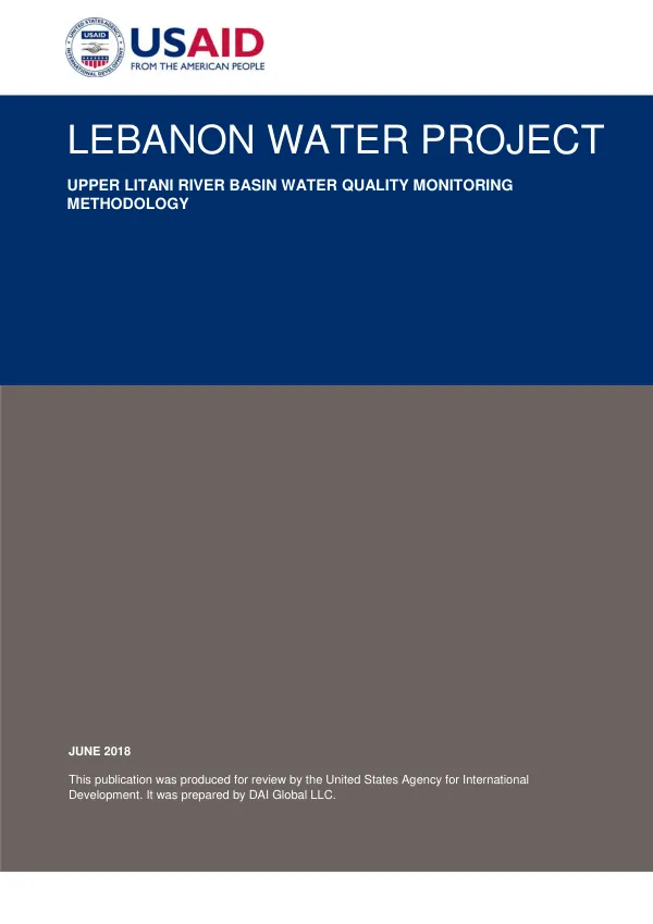 Lebanon water project : upper Litani River Basin water quality monitoring methodology