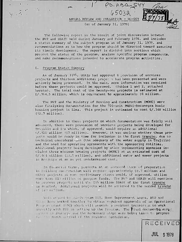 Annual review and evaluation - HG-009