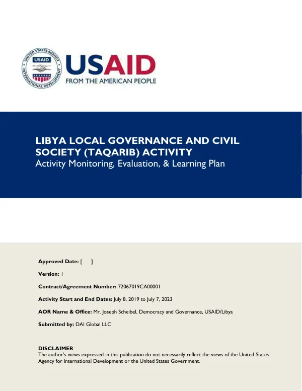 Guatemala Urban Municipal Governance, Monitoring and Evaluation Plan