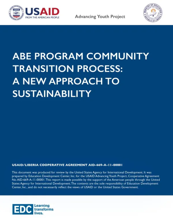 ABE Program Community Transition Process: A New Approach to Sustainability