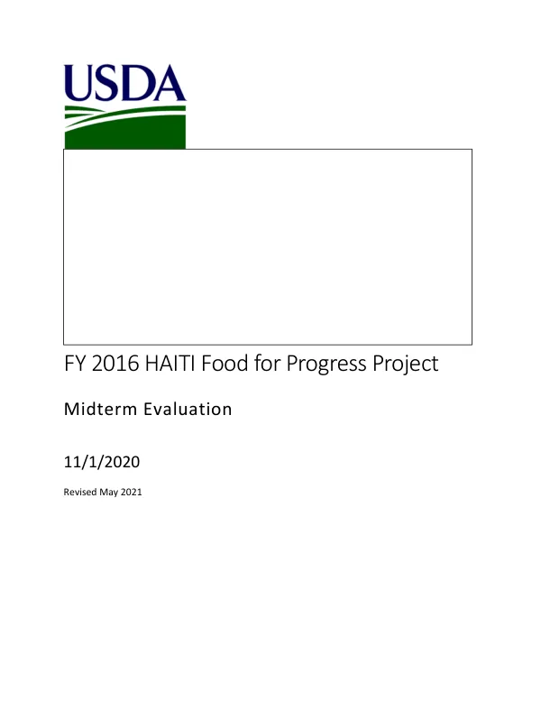 [USADA] FY 2016 Haiti food for progress project : midterm evaluation [KABOS project]