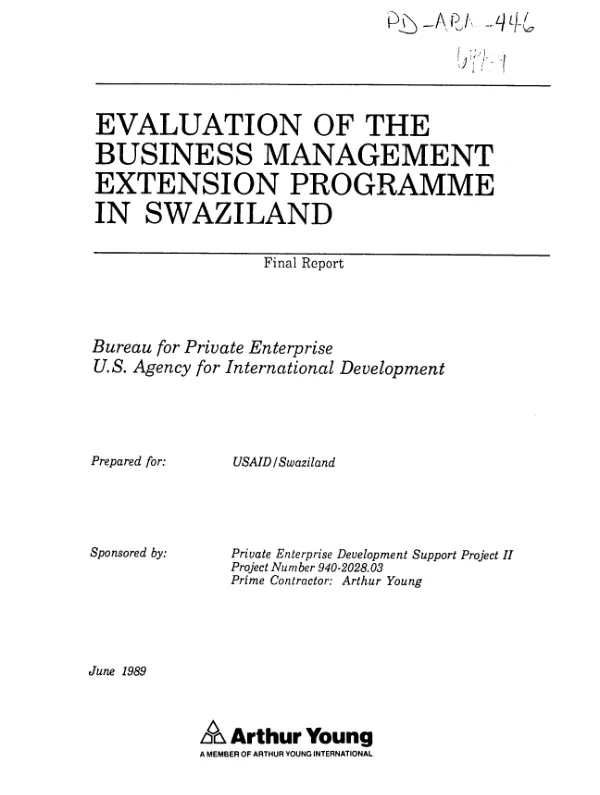 Evaluation of the business management extension programme in Swaziland