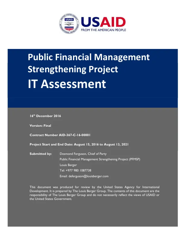 Public financial management strengthening project : IT assessment