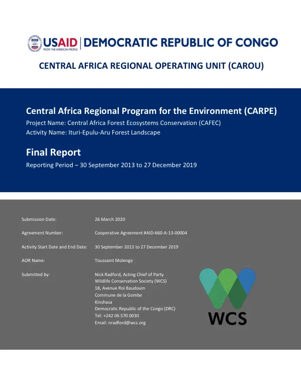 Central Africa regional program for the environment (CARPE) : final report, reporting period - 30 September 2013 to 27 December 2019