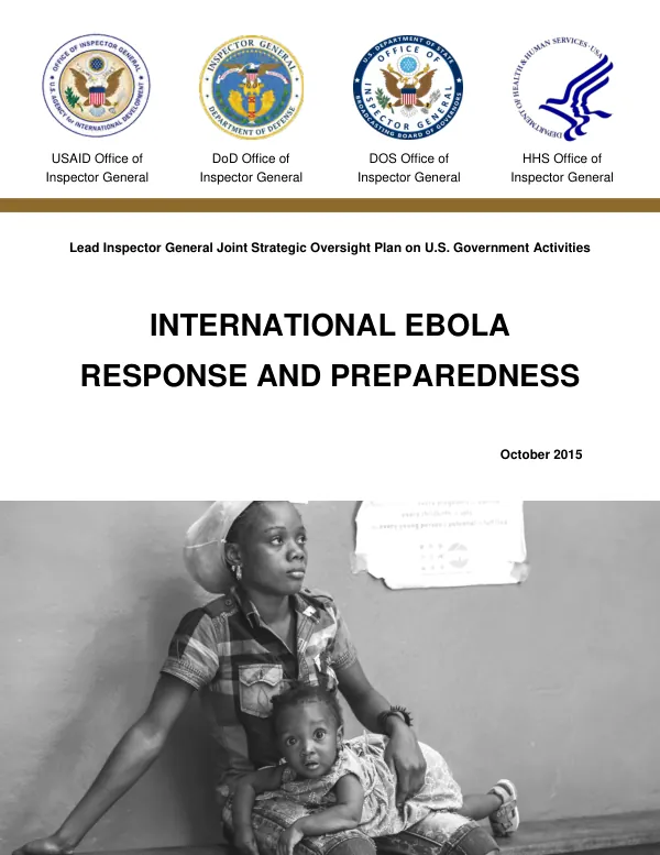 Lead inspector general joint strategic oversight plan on U.S. Government activities : international Ebola response and preparedness