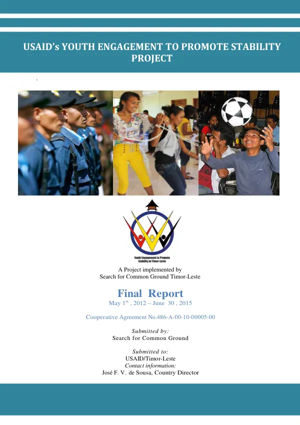 USAID"s youth engagement to promote stability project : final report : cooperative agreement no. 486-A-00-10-00005-00