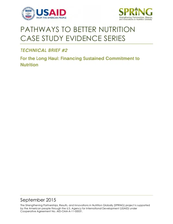 For the long haul : financing sustained commitment to nutrition