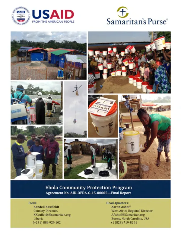 Ebola community protection program, agreement no. AID-OFDA-G-15-00005 -- final report
