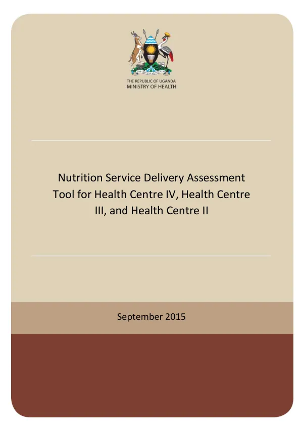 Nutrition service delivery (NSD) assessment tool for health centre iv, health centre iii, and health centre ii