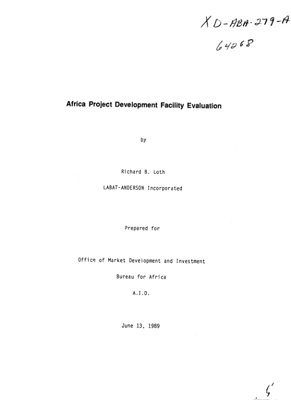 Africa Project Development Facility evaluation