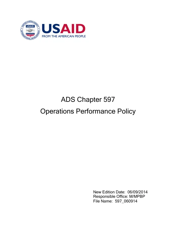 ADS chapter 597 : operations performance policy