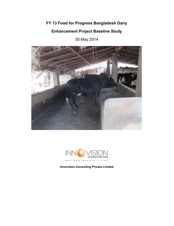 [USDA] FY 13 food for progress Bangladesh dairy enhancement project baseline study
