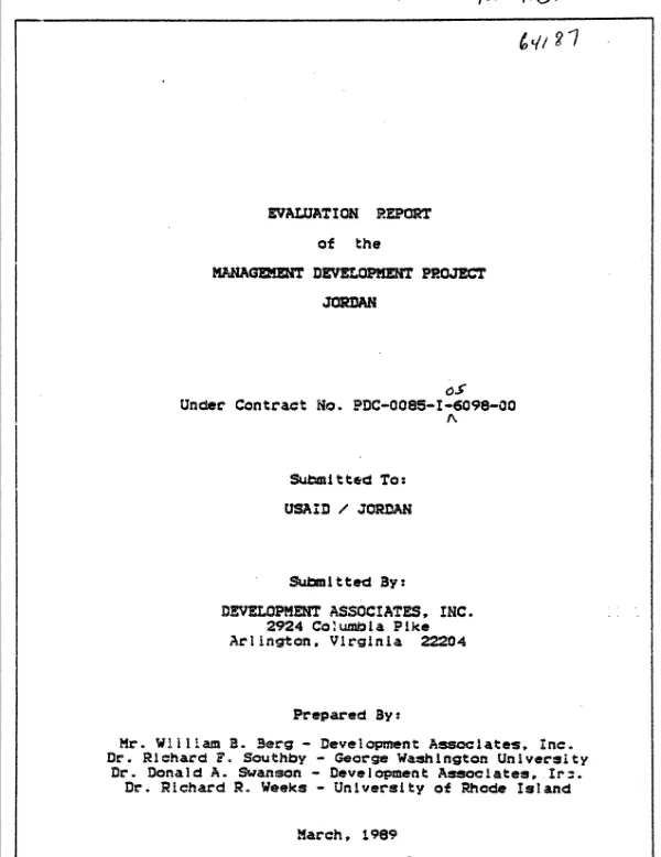 Evaluation report of the management development project Jordan