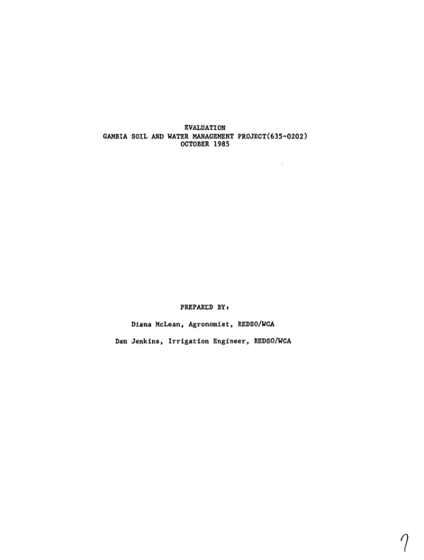 Evaluation : Gambia soil and water management project (635-0202)